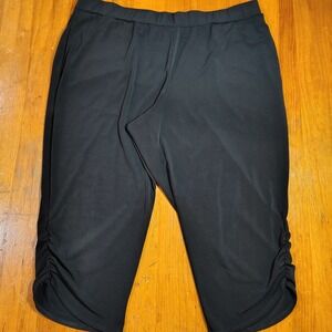 Susan Graver Women‎ Black Ruched Cropped Capri Pants Plus Size LP